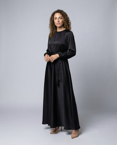 Damen Elegante Satinoptik Satin Maxikleid