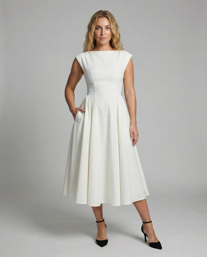 Damen Elegante Weite Mischgewebe Maxikleid