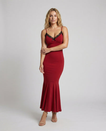 Damen Figurbetonte Meerjungfrauen-Schnitt Spitze Abendkleid