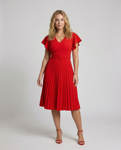 Damen Figurbetonte Glockenrock Mischgewebe Midikleid