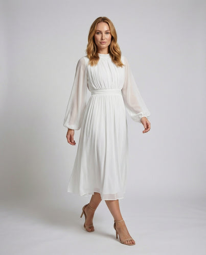 Damen Fließende Ballonärmel Chiffon Midaxi-Kleid
