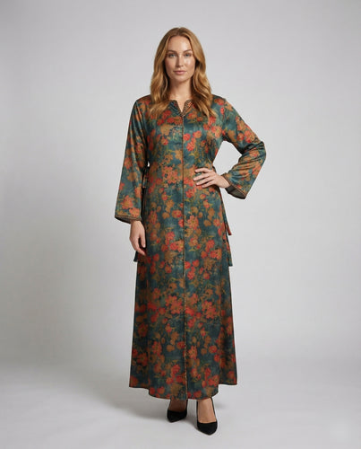 Damen Fließende Florale Satin Satin-Maxikleid