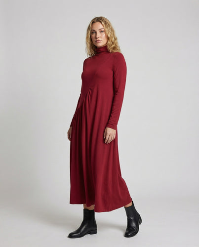 Damen Asymmetrische Stehkragen Mischgewebe Drapé-Kleid