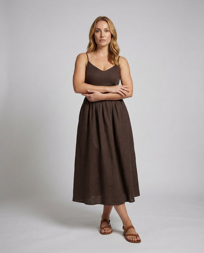 Damen Luftige Leinenoptik Leinenoptik Maxikleid