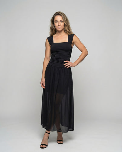 Damen Fließende Korsagen-Look Chiffon Maxikleid