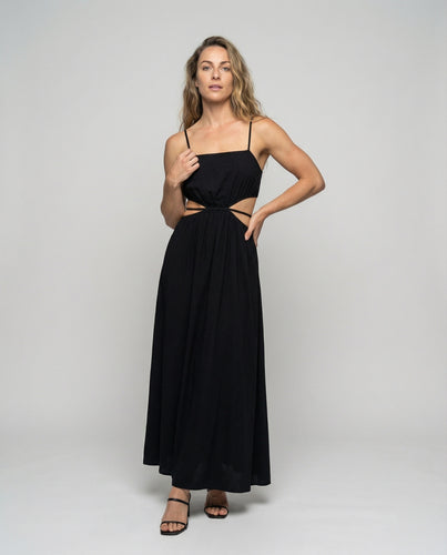 Damen Modische Seitliche-Aussparungen Mischgewebe Maxikleid