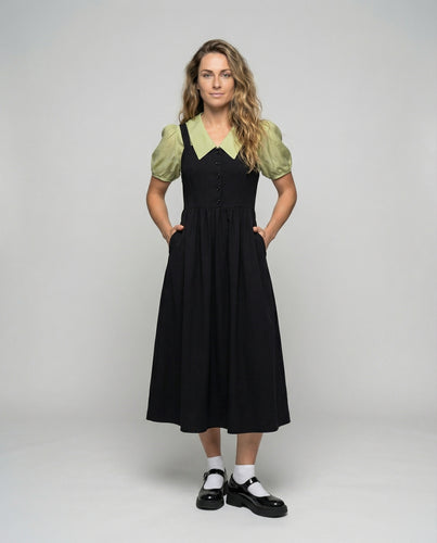 Damen Modische Lagen-Look Mischgewebe Midikleid