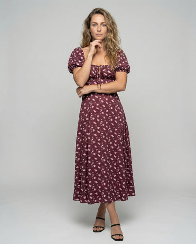 Damen Romantische A-Linie Mischgewebe Midikleid