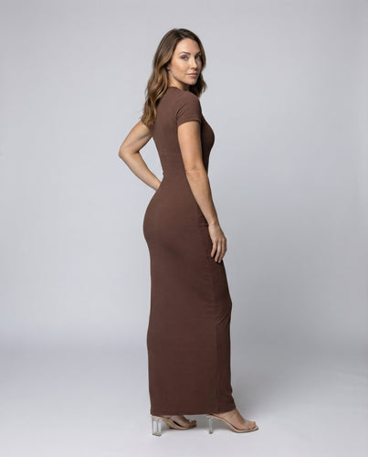 Damen Schmale Figurbetonte Stretchjersey Maxikleid