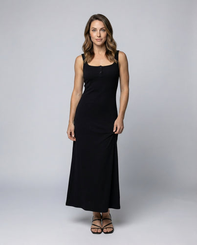 Damen Schmale Viskose-Jersey Viskose-Jersey Maxikleid