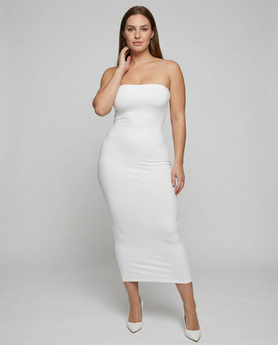 Damen Formende Schlauchschnitt Mischgewebe Midikleid