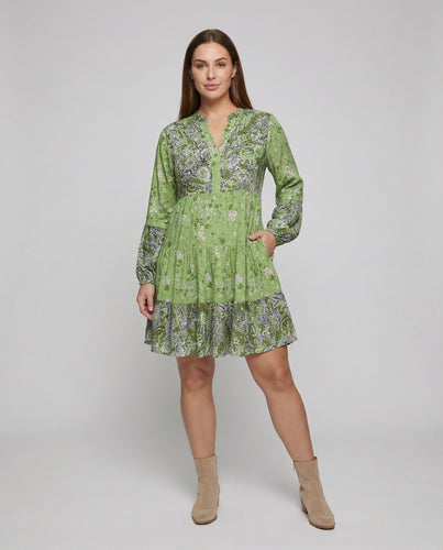 Damen Modische Stufenrock Mischgewebe Tunika-Midikleid