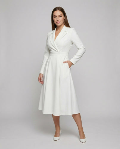 Zeitlose Glockenrock Mischgewebe Midikleid