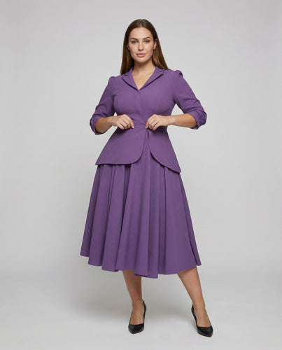 Elegante Schößchen Mischgewebe Kostümkleid