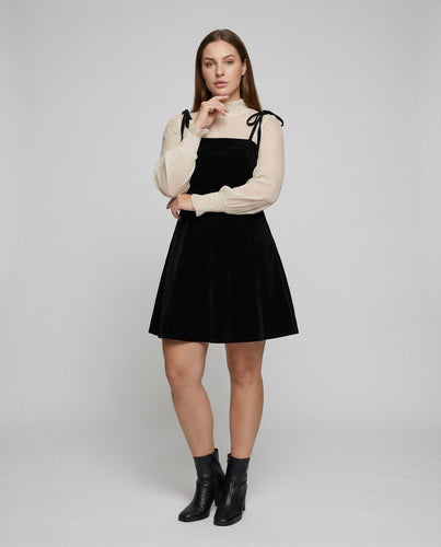 Edle Mesh-Oberteil Samt Samtkleid-Set