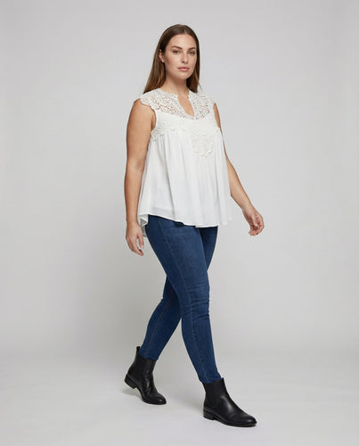 Damen Bestickte Häkelspitze Chiffon Chiffon-Tunika