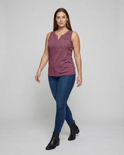 Damen Melierte Geschlitzter V-Ausschnitt Jersey Jersey-Top