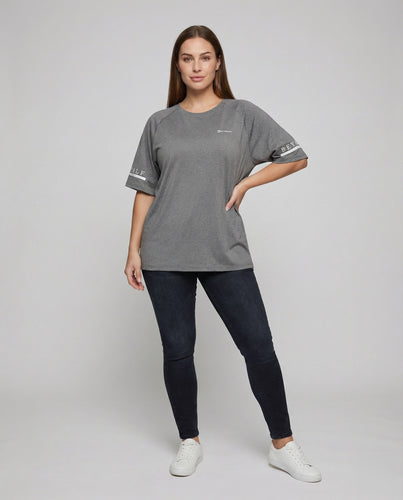 Damen Sportliche Raglanärmel Funktionsmaterial Sport-Tunikashirt