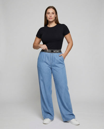 Damen Lässige Logobund Leichtjeans-Stil Loungehose