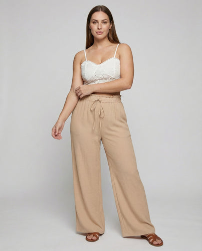 Damen Elegante Crinkle-Hose Mischgewebe Crinkle-Hose