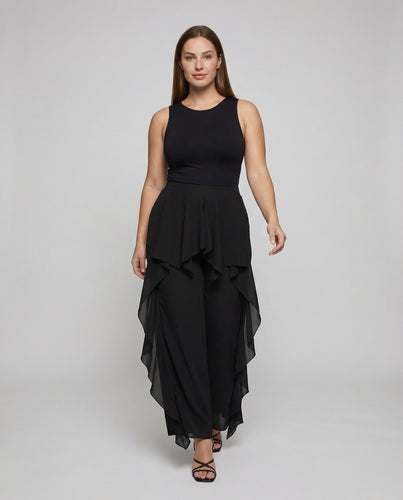 Damen Elegante Fließende Chiffonbahnen Chiffon Lagen-Rüschenhose