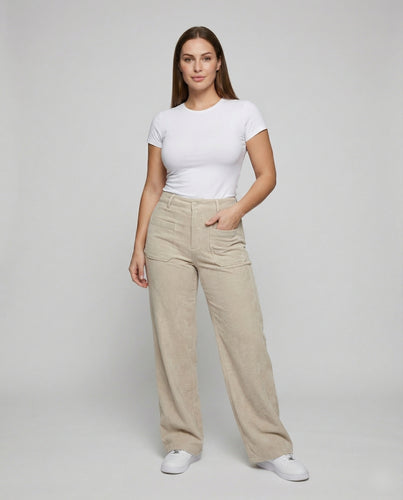 Damen Rustikale Aufgesetzte Fronttaschen Cord Cordhose