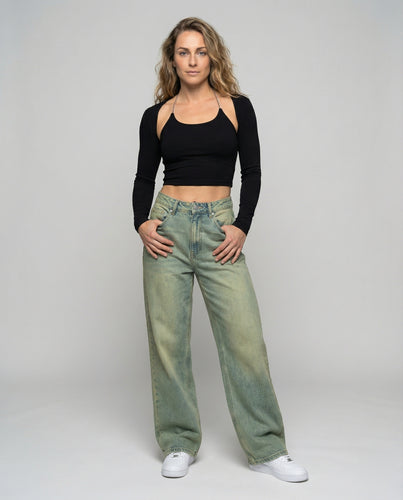 Damen Urbane Destroy-Details Denim Baggy-Jeans