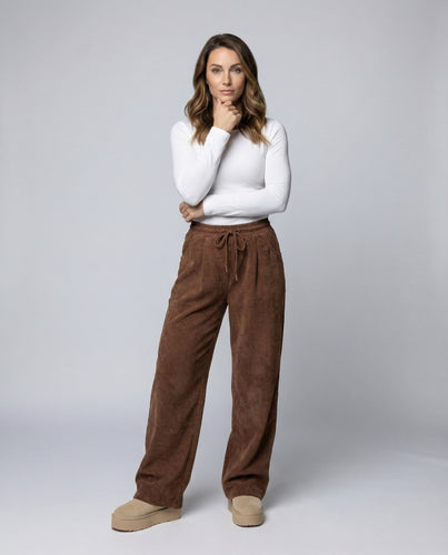 Damen Rustikale Palazzo-Schnitt Cord Cord-Loungehose