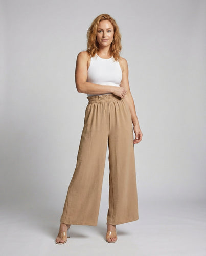Damen Rustikale Knittereffekt Leinenoptik Palazzo-Culotte