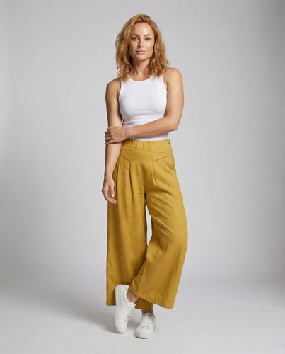 Damen Klassische Vorderere Mittelnaht Mischgewebe Bundfaltenhose