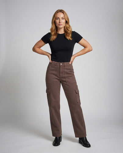 Damen Robuste Klappbeintaschen Jeansstoff Cargohose