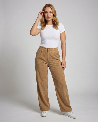 Damen Rustikale Rippenstruktur Cord Cordhose