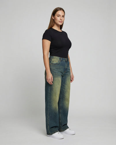 Damen Retro Used-Waschung Denim Retro-Denim-Jeans