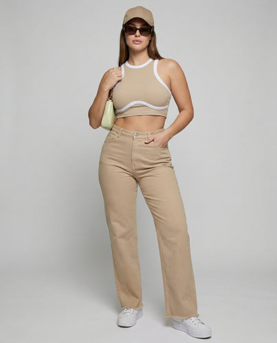 Damen Schmale Ausgestellter Saum Stretch-Twill Stretch-Twill-Hose
