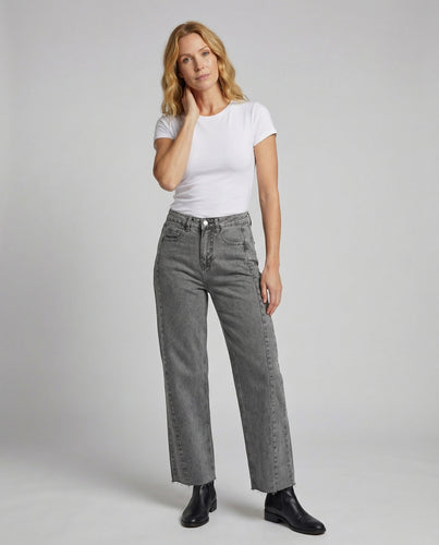Damen Klassische Ausgefranster Saum Jeansstoff Marlene-Jeans