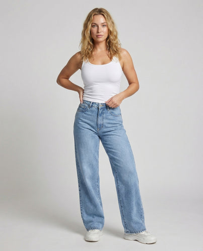 Damen Retro Vintage-Schnitt Denim Weitbein-Jeans