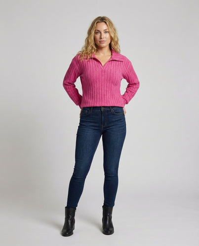 Damen Schlichte Reverskragen Feinstrick Feinstrickpullover