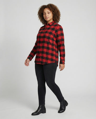 Damen Klassische Abgerundeter Saum Baumwollmischung Longbluse