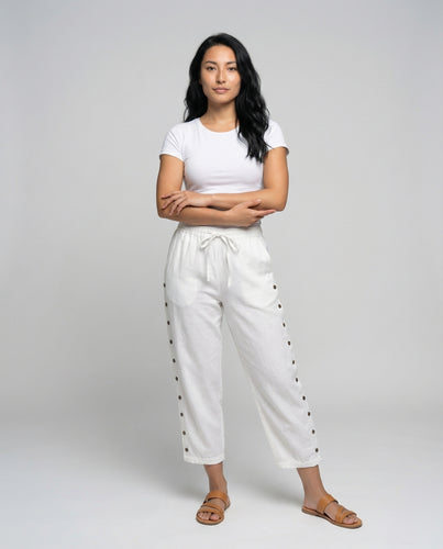 Damen Sportliche Druckknopfleiste Mischgewebe Schlupfhose