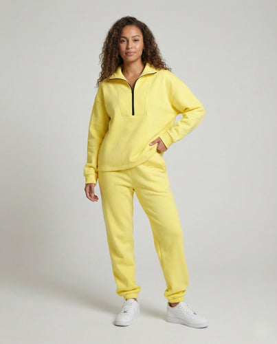 Damen Sportliche Halber Reißverschluss Sweat Sweatset