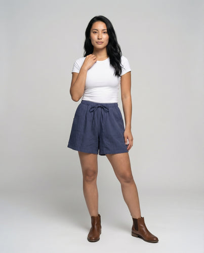 Damen Bequeme Leinenoptik Mischgewebe Freizeit-Shorts