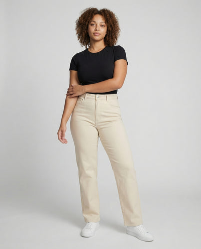 Damen Klassische Gerades Bein Denim Mom-Jeans