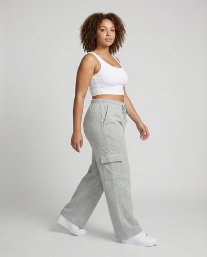 Damen Militärische Klappentaschen Sweat Sweatpalazzo-Cargohose
