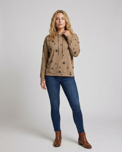 Damen Sportliche Sternenmuster Sweat Kapuzenpullover