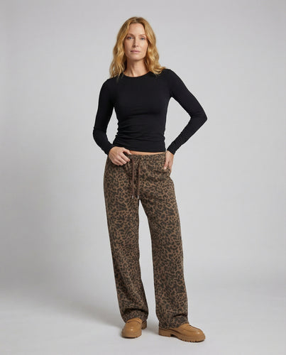 Damen Grafische Leopardmuster Jersey Jersey-Loungehose