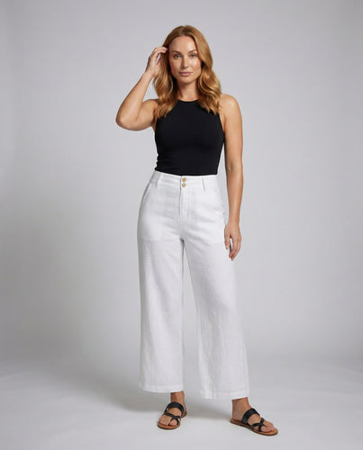Damen Klassische Doppelknopfverschluss Mischgewebe Bundhose