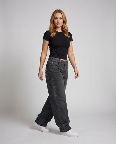 Damen Urbane Tiefer Schritt Denim Denim-Cargohose