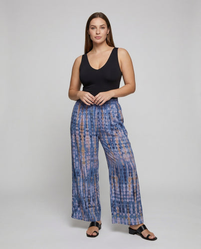 Damen Alternative Batik-Optik Mischgewebe Batik-Palazzo-Hose