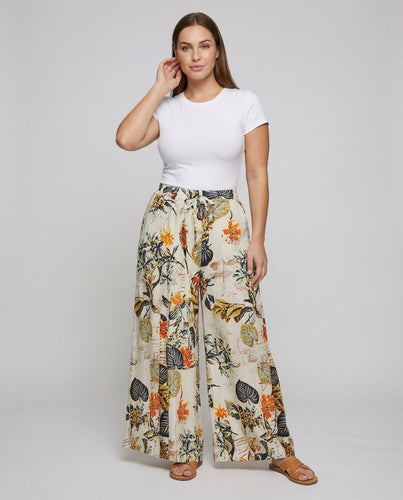 Damen Tropische Tropischer Print Mischgewebe Maxipalazzo-Hose