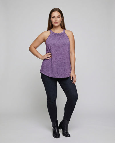Damen Schlichte Geraffter Stehkragen Mischgewebe Tanktop